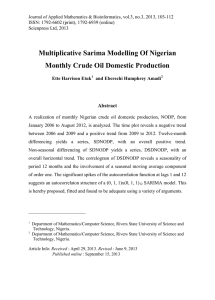 Multiplicative Sarima Modelling Of Nigerian Monthly Crude Oil Domestic Production Abstract