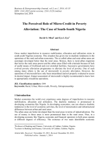 The Perceived Role of Micro-Credit in Poverty Abstract