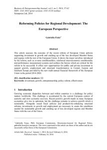 Reforming Policies for Regional Development: The European Perspective Abstract