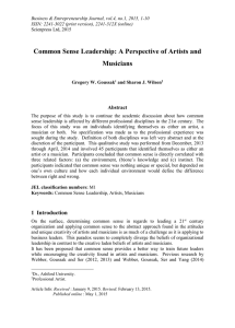 Common Sense Leadership: A Perspective of Artists and Musicians Abstract
