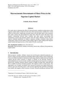 Macroeconomic Determinants of Share Prices in the Nigerian Capital Market Abstract