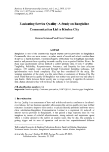 Evaluating Service Quality: A Study on Banglalion Abstract