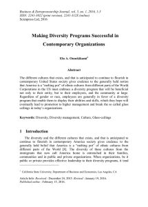 Making Diversity Programs Successful in Contemporary Organizations Abstract