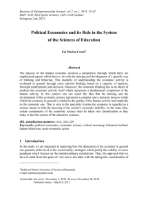 Political Economics and its Role in the System Abstract