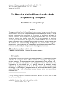 The Theoretical Models of Financial Acceleration in Entrepreneurship Development Abstract