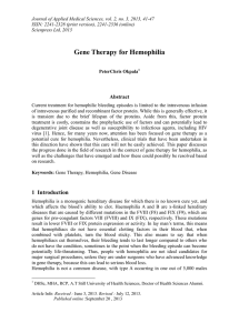 Gene Therapy for Hemophilia Abstract
