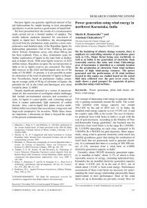 Power generation using wind energy in RESEARCH COMMUNICATIONS