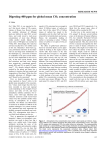 Digesting 400 ppm for global mean CO concentration  RESEARCH NEWS