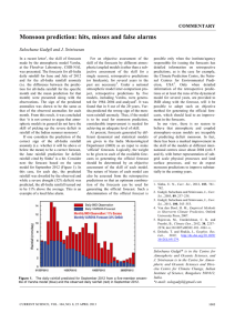 Monsoon prediction: hits, misses and false alarms  COMMENTARY