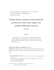 Multiple Positive solutions of Sturm-Liouville problems for second order singular and