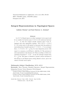 Integral Representations in Topological Spaces