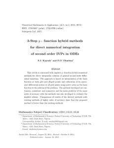 y− for direct numerical integration of second order IVPs in ODEs