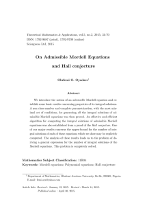 On Admissible Mordell Equations and Hall conjecture