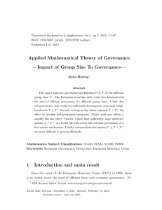 Applied Mathematical Theory of Governance —Impact of Group Size To Governance—