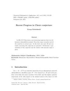 Progress  in  Chen's  conjecture Recent
