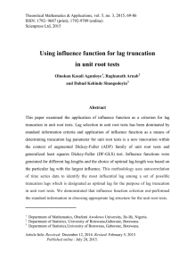 Using influence function for lag truncation in unit root tests Abstract