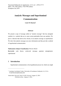 Analytic Messages and Superluminal Communication Abstract