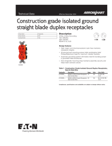 Construction grade isolated ground straight blade duplex receptacles Technical Data Description