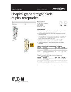 Hospital grade straight blade duplex receptacles Technical Data Description