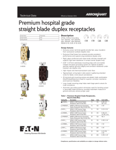Premium hospital grade straight blade duplex receptacles Description Design features