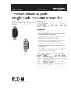 Premium industrial grade straight blade decorator receptacles Technical Data Description
