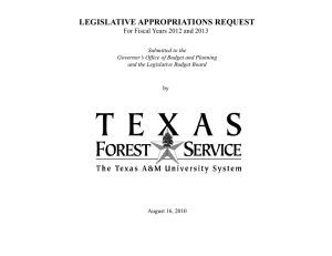 LEGISLATIVE APPROPRIATIONS REQUEST For Fiscal Years 2012 and 2013