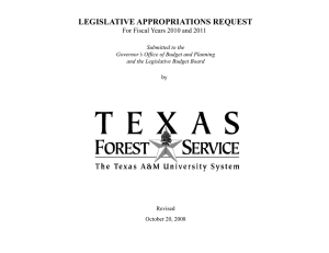 LEGISLATIVE APPROPRIATIONS REQUEST For Fiscal Years 2010 and 2011 Submitted to the