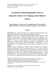 Evaluation of albumin/globulin ratio as a disease