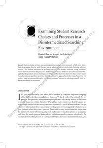 Examining Student Research Choices and Processes in a Disintermediated Searching Environment