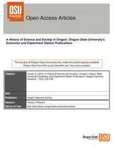 A History of Science and Society in Oregon: Oregon State... Extension and Experiment Station Publications