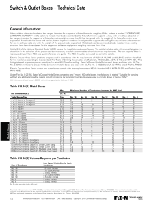 Switch &amp; Outlet Boxes – Technical Data