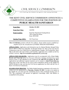 Civil Service Commission PUBLIC HEALTH SANITARIAN