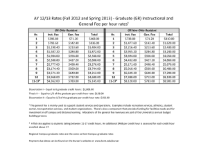 AY 12/13 Rates (Fall 2012 and Spring 2013) - Graduate... General Fee per hour rates¹
