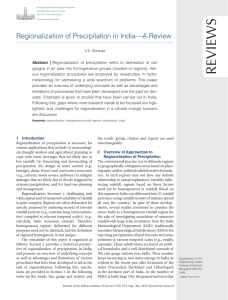 Reviews Regionalization of Precipitation in India—A Review