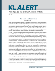 Mortgage Banking Commentary No Room for Robin Hood