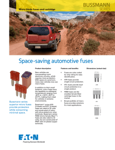 Space-saving automotive fuses BUSSMANN SERIES Micro blade fuses and cartridge