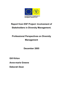Report from ESF Project: Involvement of Stakeholders in Diversity Management.