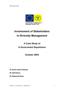 Involvement of Stakeholders In Diversity Management  A Case Study of