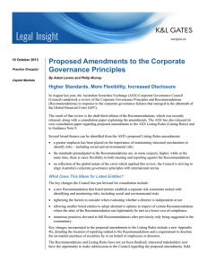 Proposed Amendments to the Corporate Governance Principles