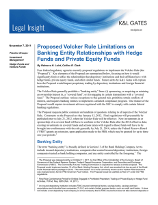 Proposed Volcker Rule Limitations on Banking Entity Relationships with Hedge