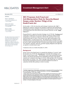 Investment Management Alert SEC Proposes Anti-Fraud and Anti-Manipulation Rule for Security-Based