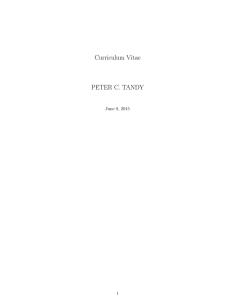 Curriculum Vitae PETER C. TANDY June 8, 2015 1