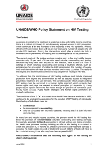 UNAIDS/WHO Policy Statement on HIV Testing