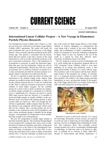 CURRENT SCIENCE Particle Physics Research GUEST EDITORIAL