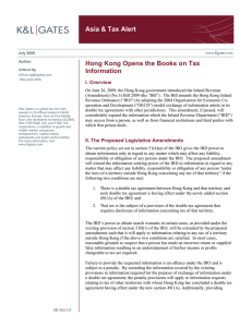 Asia &amp; Tax Alert Hong Kong Opens the Books on Tax Information