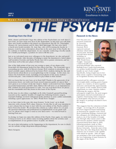 •THE PSYCHE Greetings from the Chair Research in the News