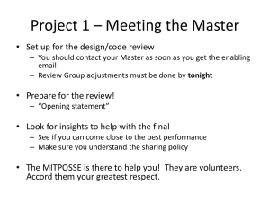 Project 1 – Meeting the Master