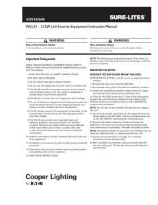 INV125 - 125W Unit Inverter Equipment Instruction Manual INS # ADX142648 WARNING