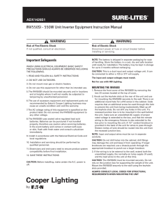 INV550SI - 550W Unit Inverter Equipment Instruction Manual INS # ADX142651 WARNING