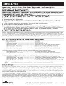 SURE-LITES IMPORTANT SAFEGUARDS Operating Instructions For Self-Diagnostic Units and Exits